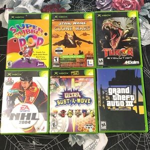 6 Original Xbox Console game lot Star Wars NHL GTA